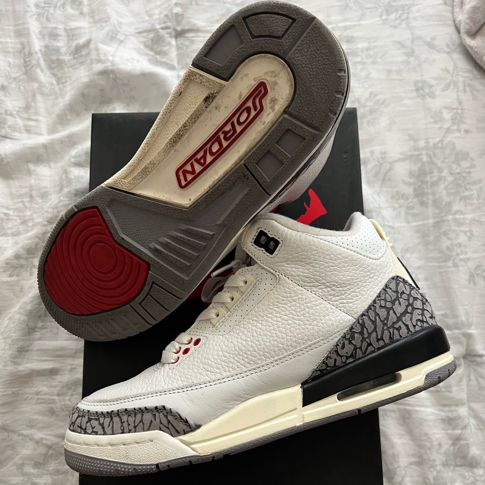 Jordan White and Gray Sneakers with Iconic Design